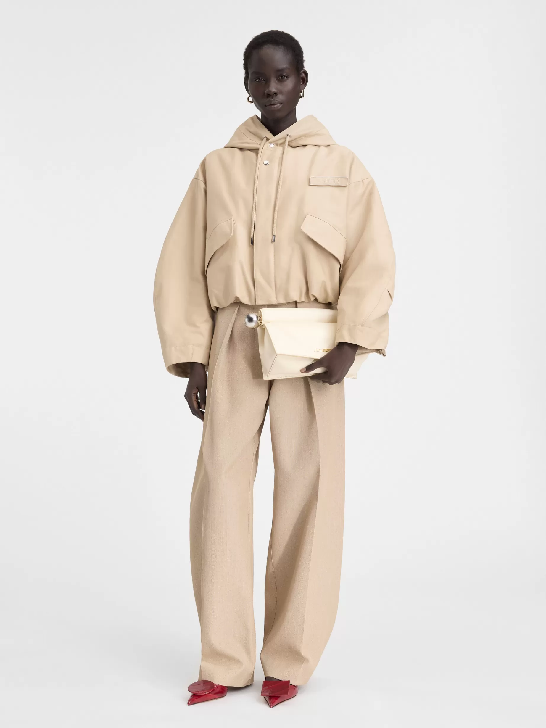 Cheap Jacquemus De Caraco cropped parka Beige