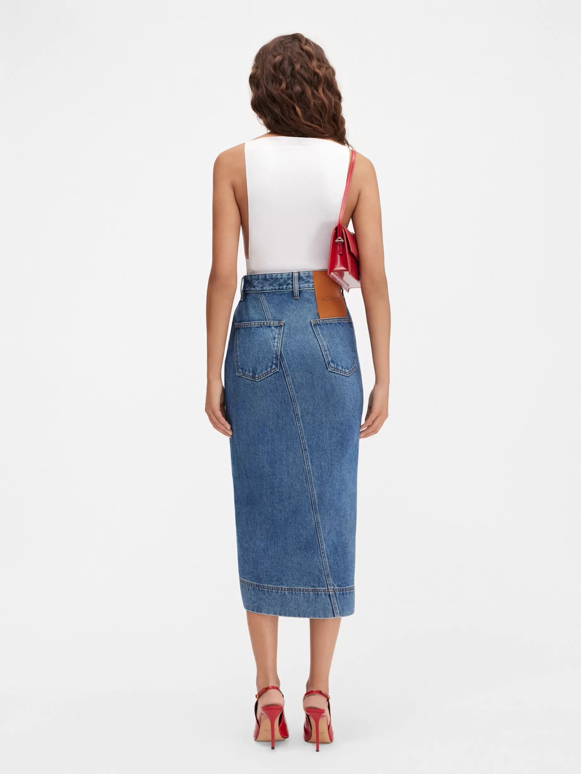 Cheap Jacquemus De de-Nîmes denim rok Blue/Tabac