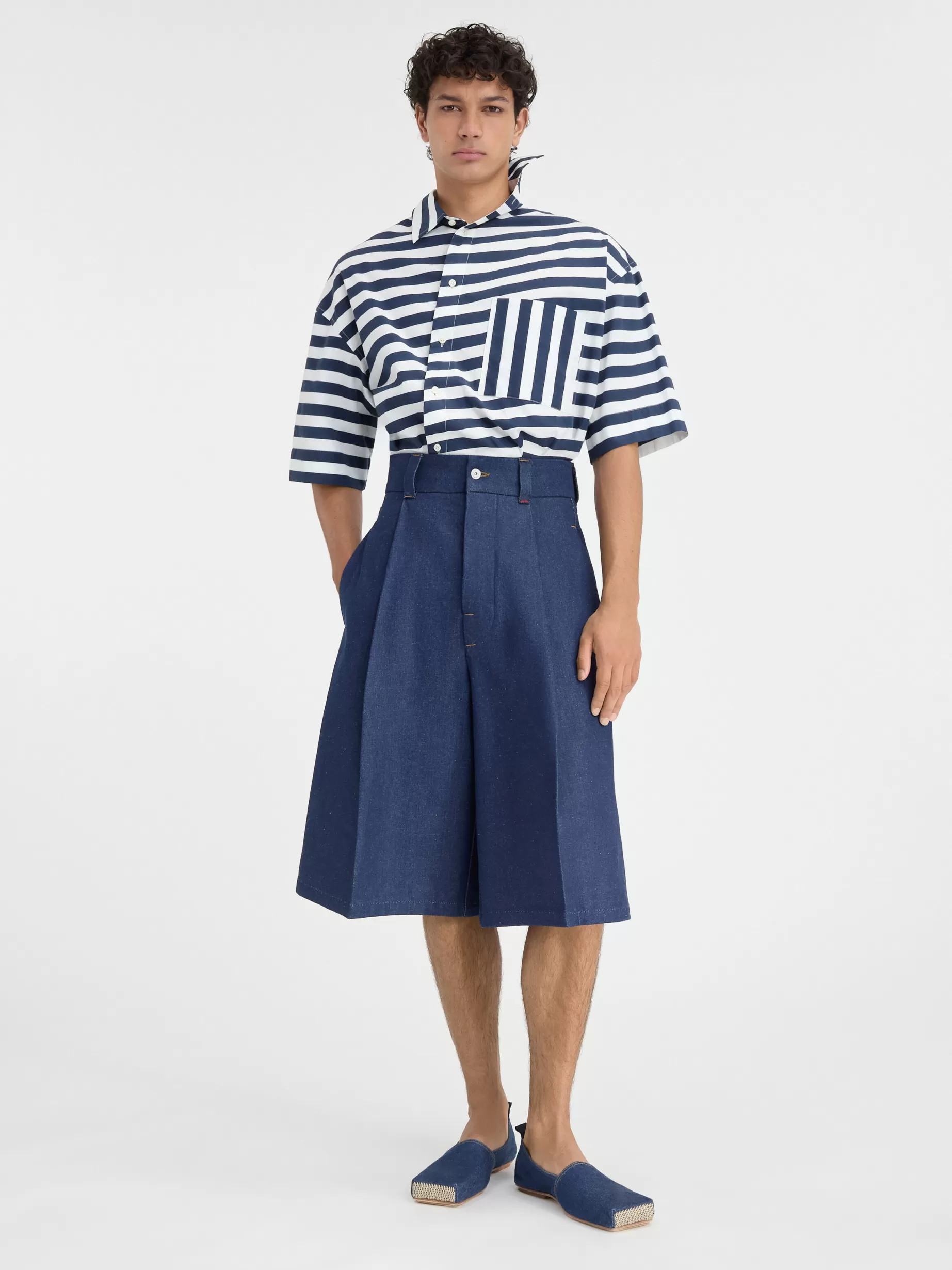 Discount Jacquemus De de-Nîmes Ravello korte denim broek Navy