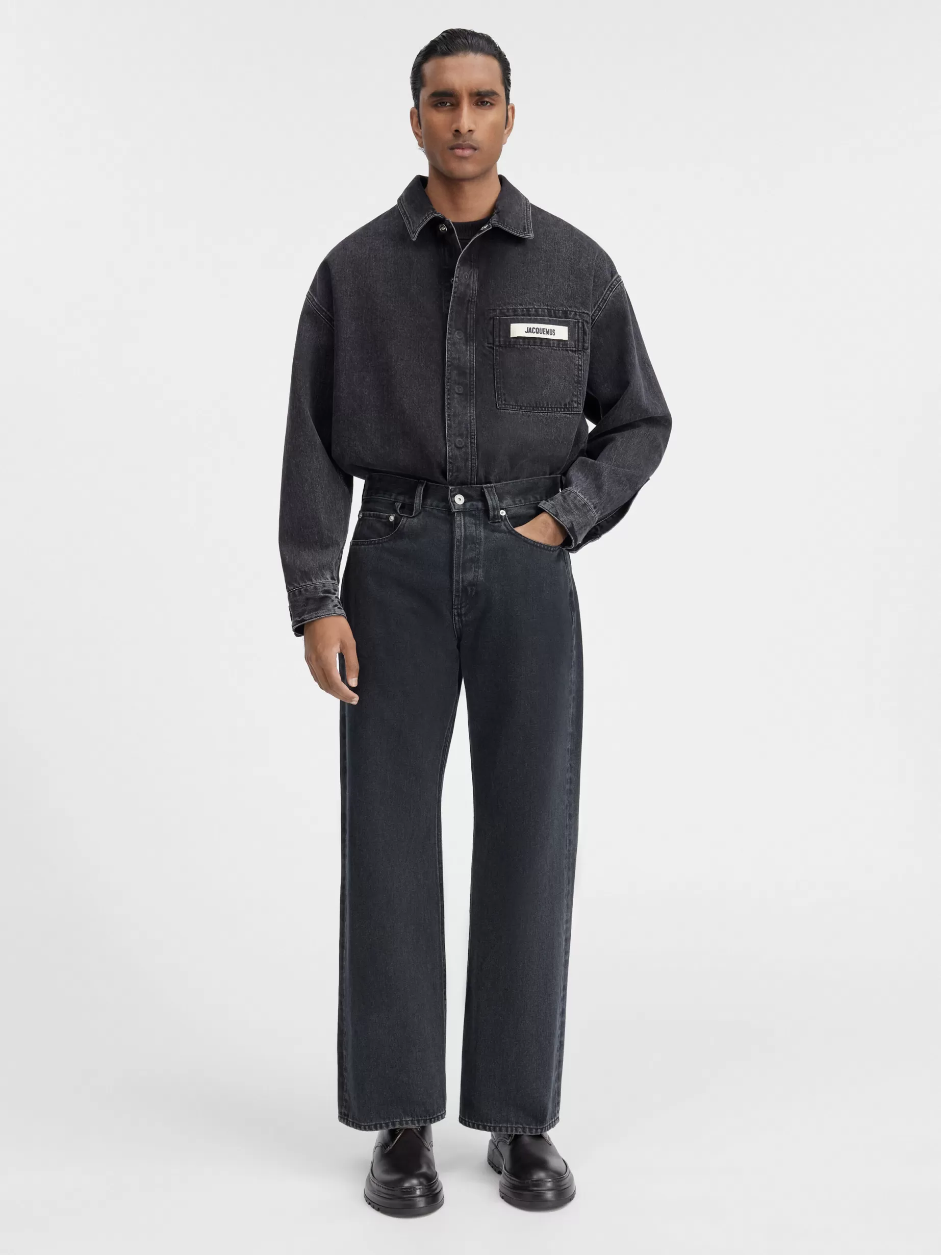 Cheap Jacquemus De de-Nîmes rechte denim broek Black