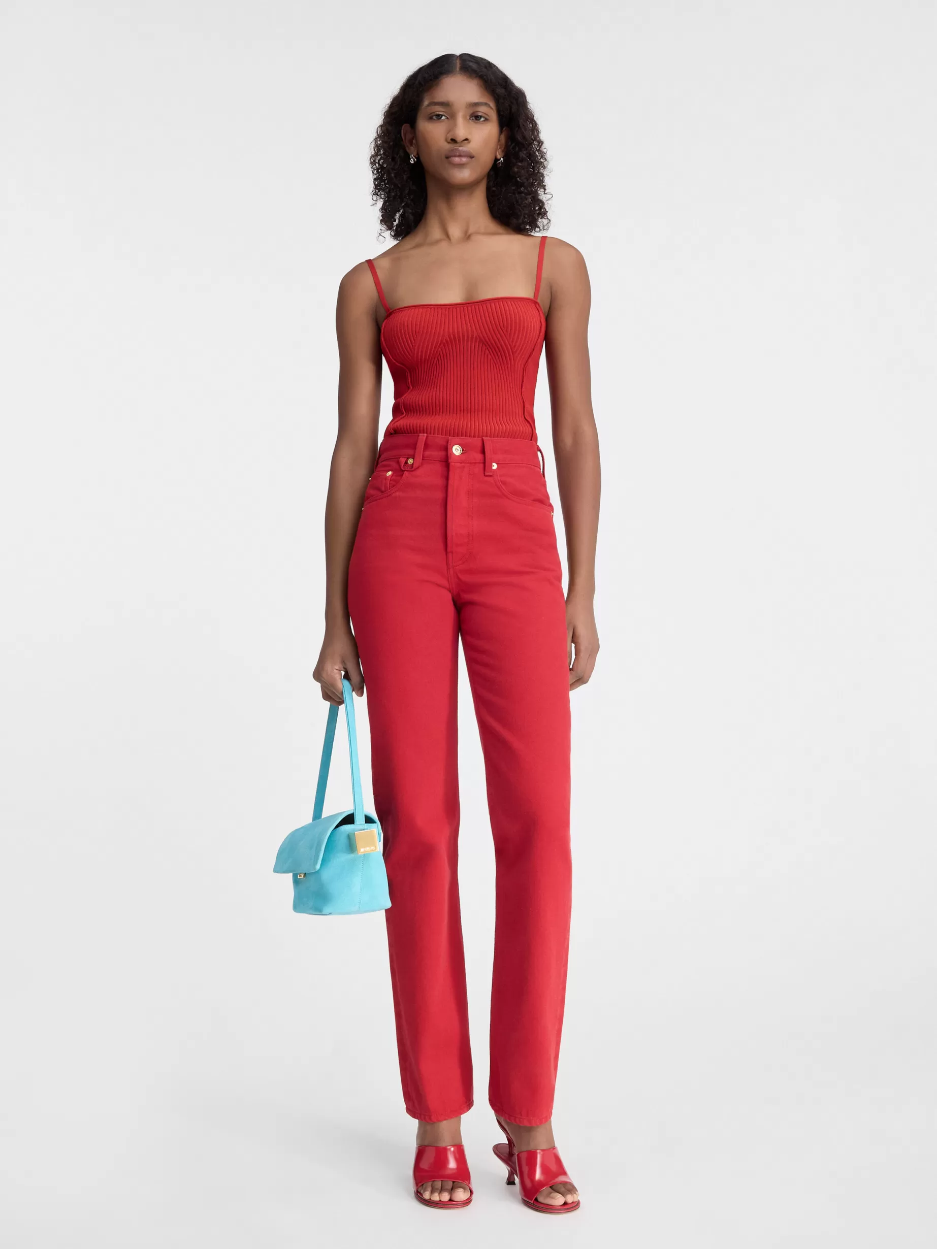 Fashion Jacquemus De de-Nîmes rechte denim broek Red