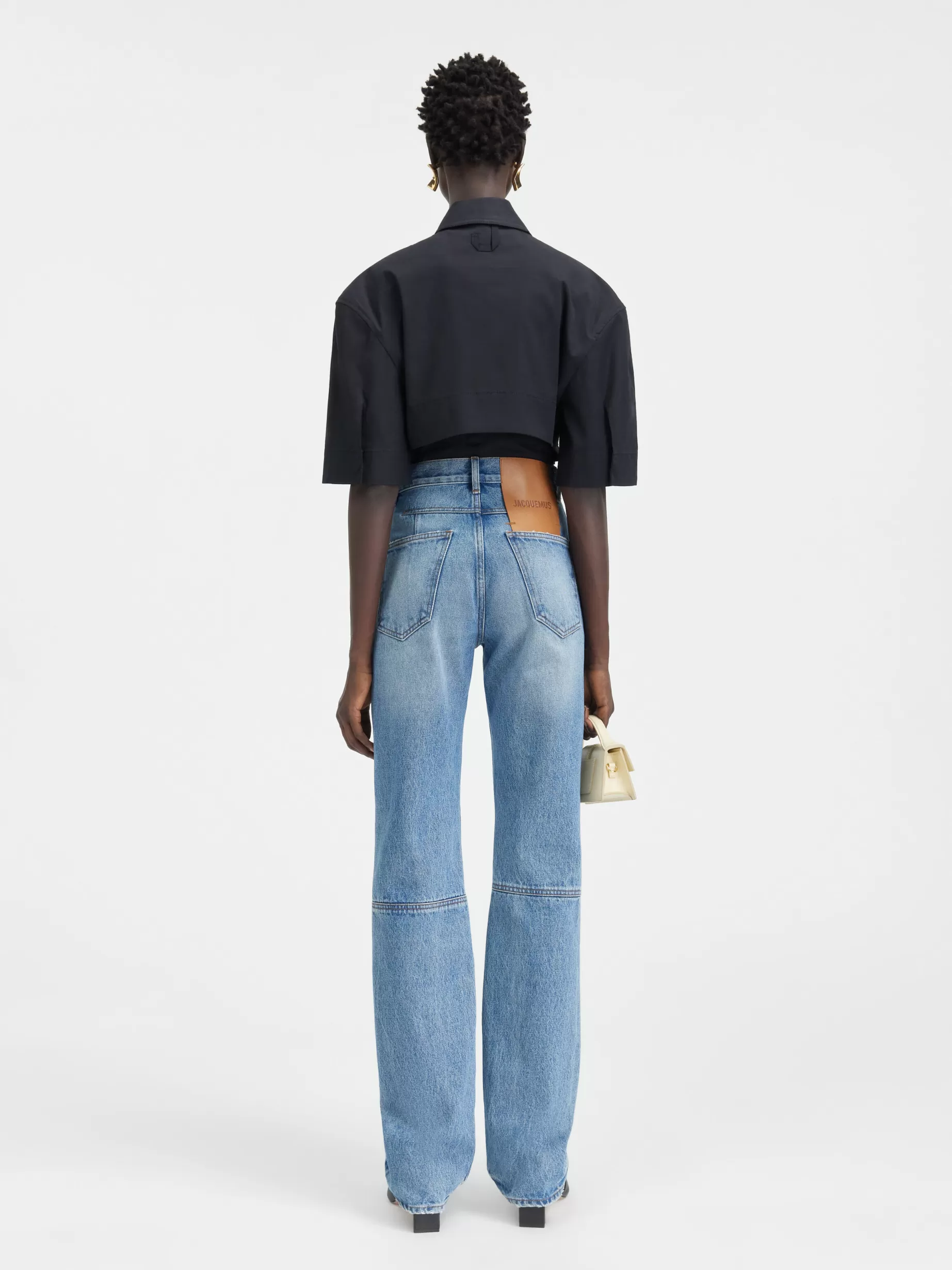 Cheap Jacquemus De de-Nîmes rechte denim broek Blue/Tabac