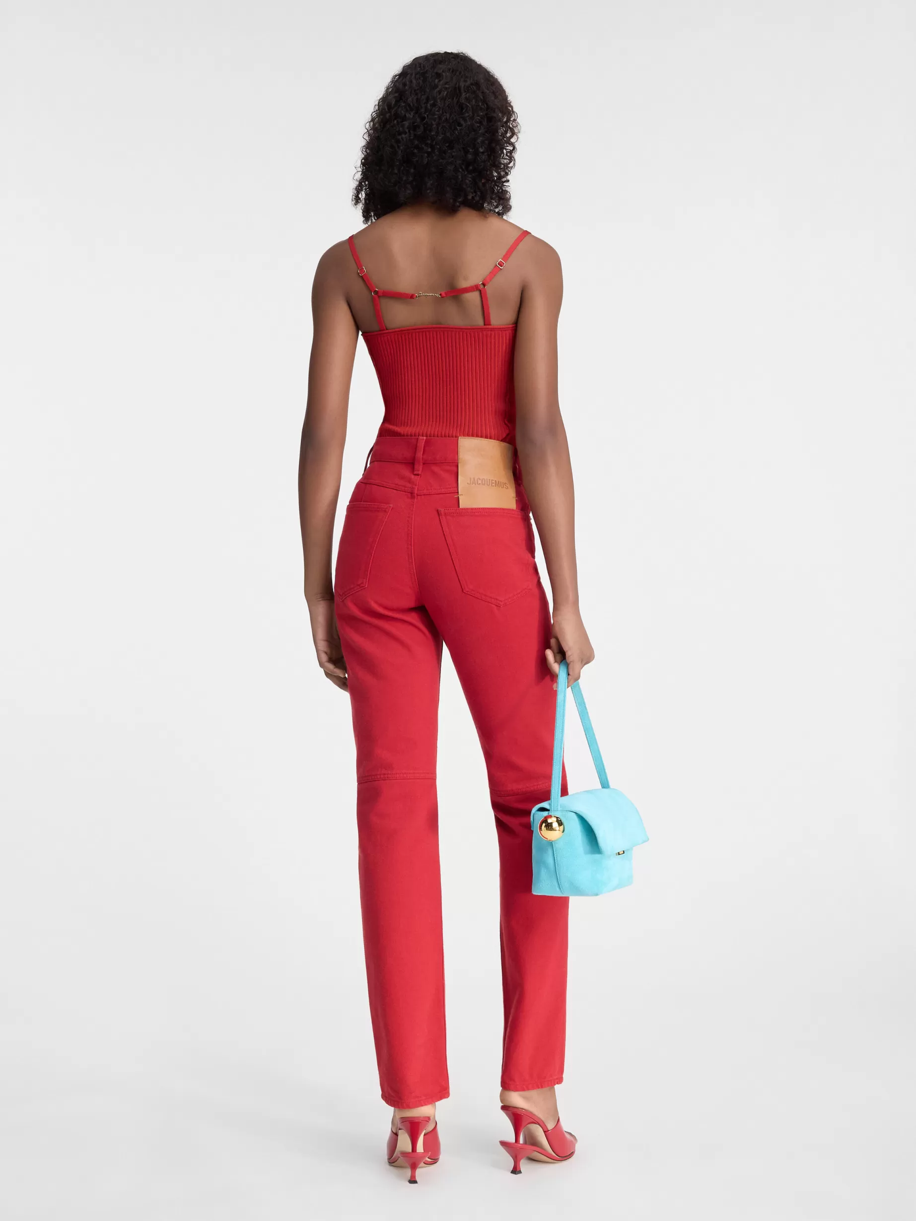 Fashion Jacquemus De de-Nîmes rechte denim broek Red