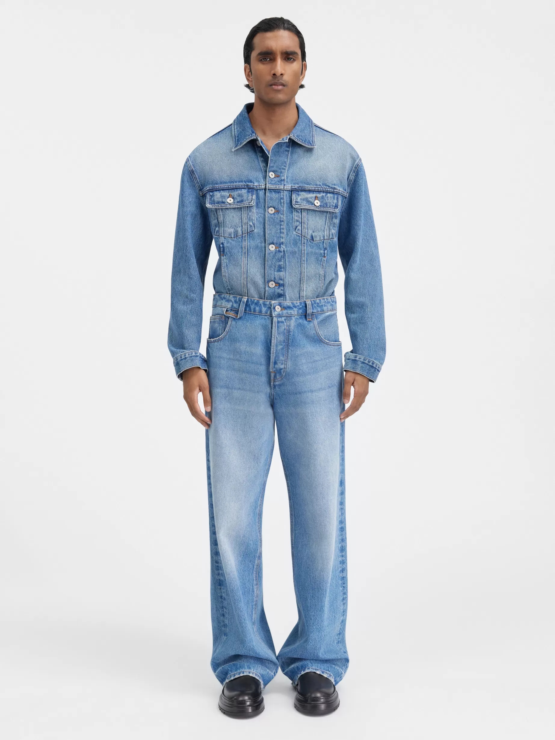 Clearance Jacquemus De de-Nîmes wijde denim broek Blue/Tabac