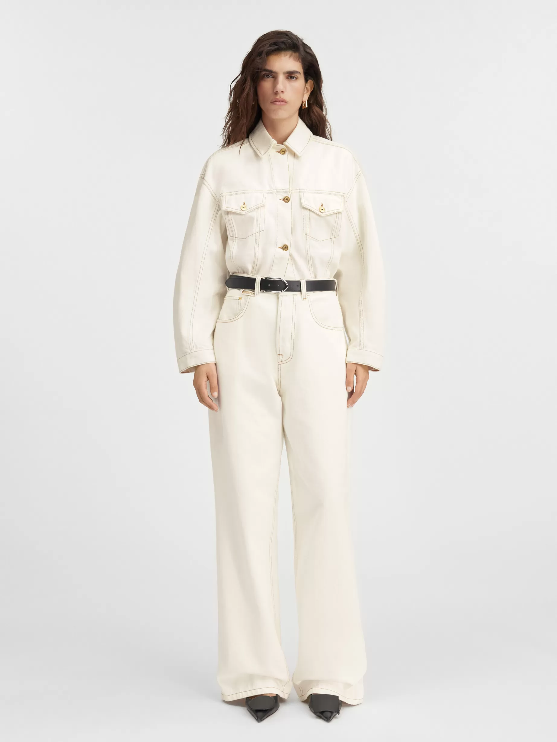 Clearance Jacquemus De de-Nîmes wijde denim broek Off-white/Tabac