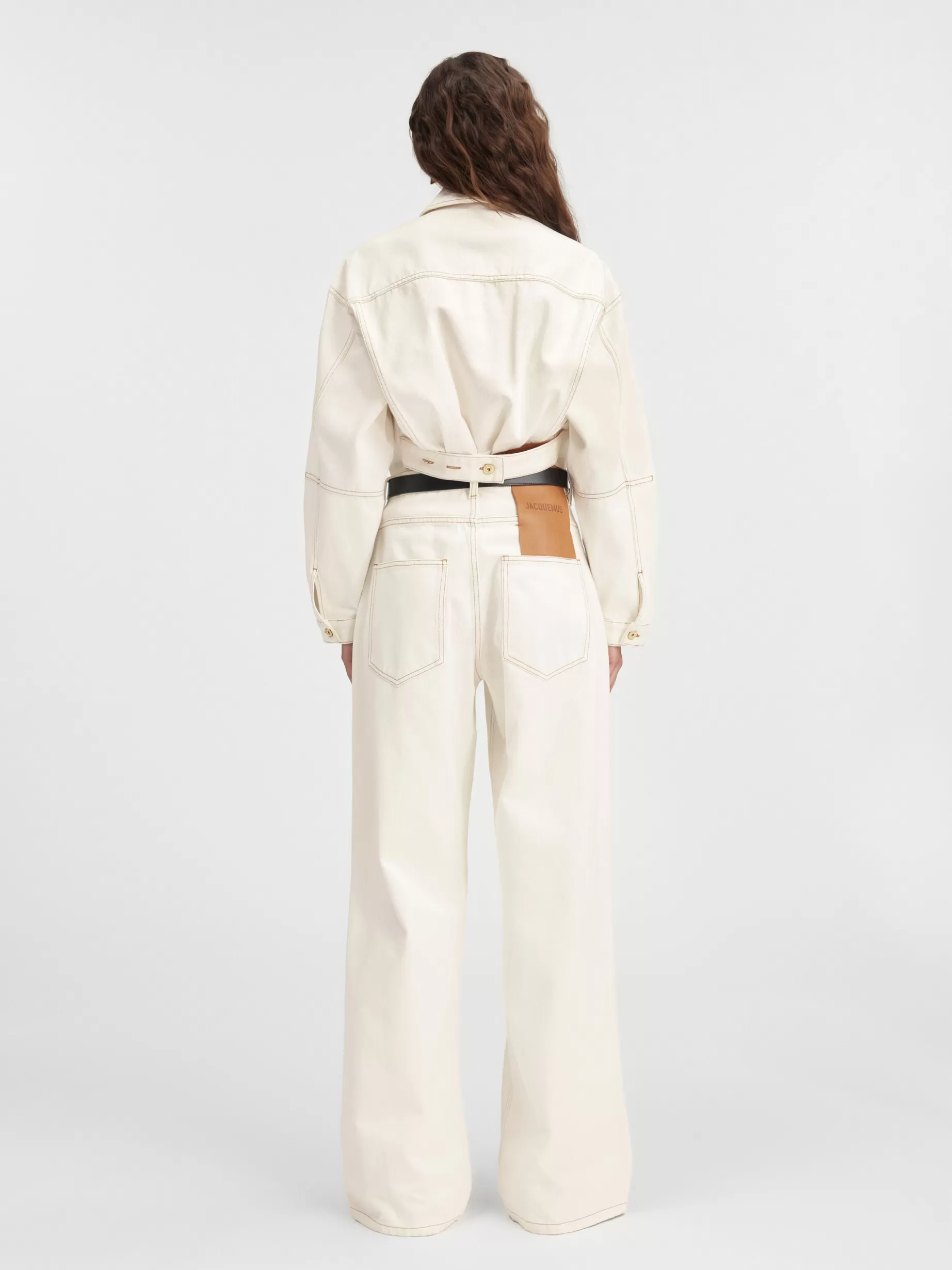 Clearance Jacquemus De de-Nîmes wijde denim broek Off-white/Tabac