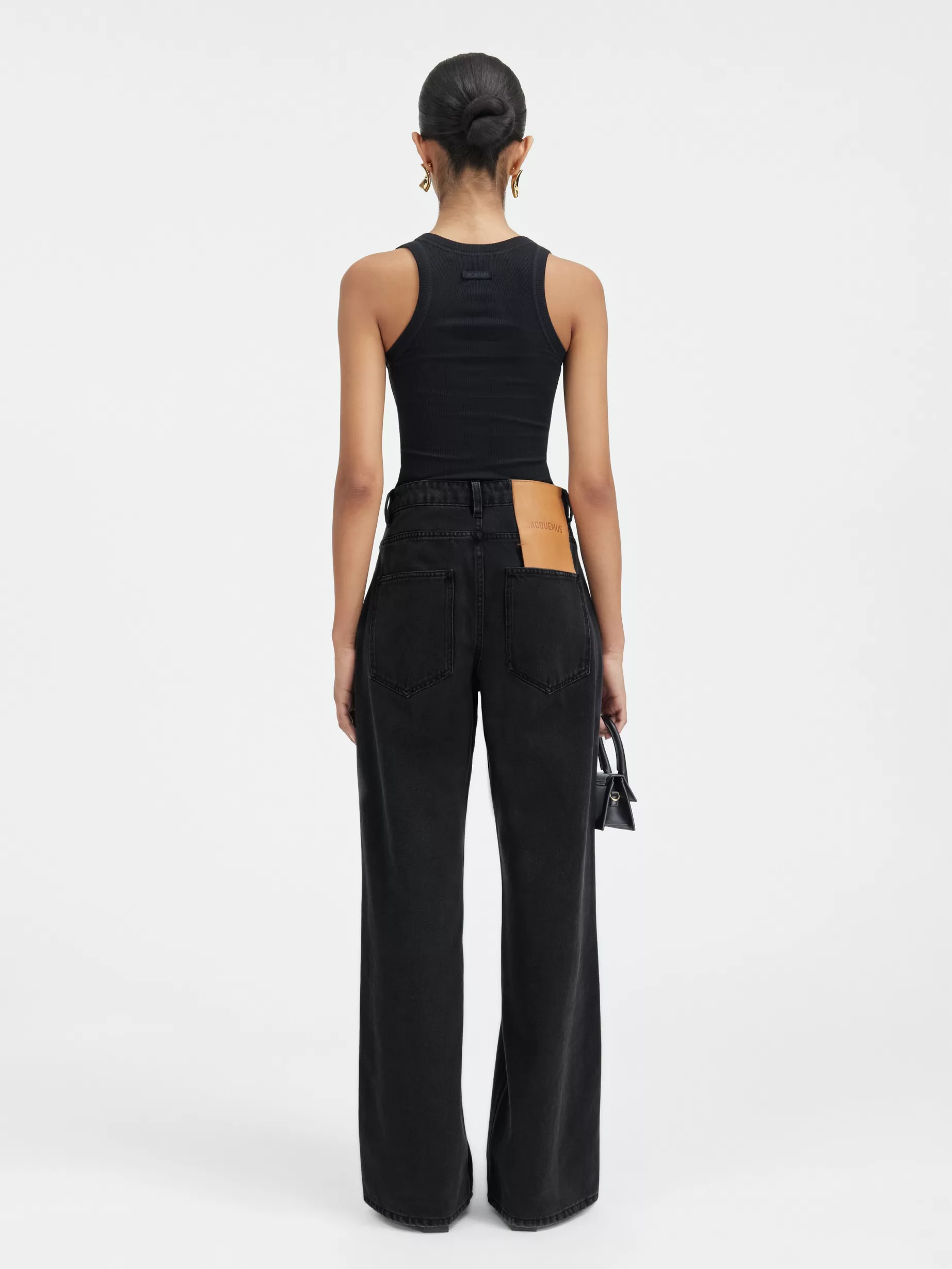 Cheap Jacquemus De de-Nîmes wijde denim broek Black