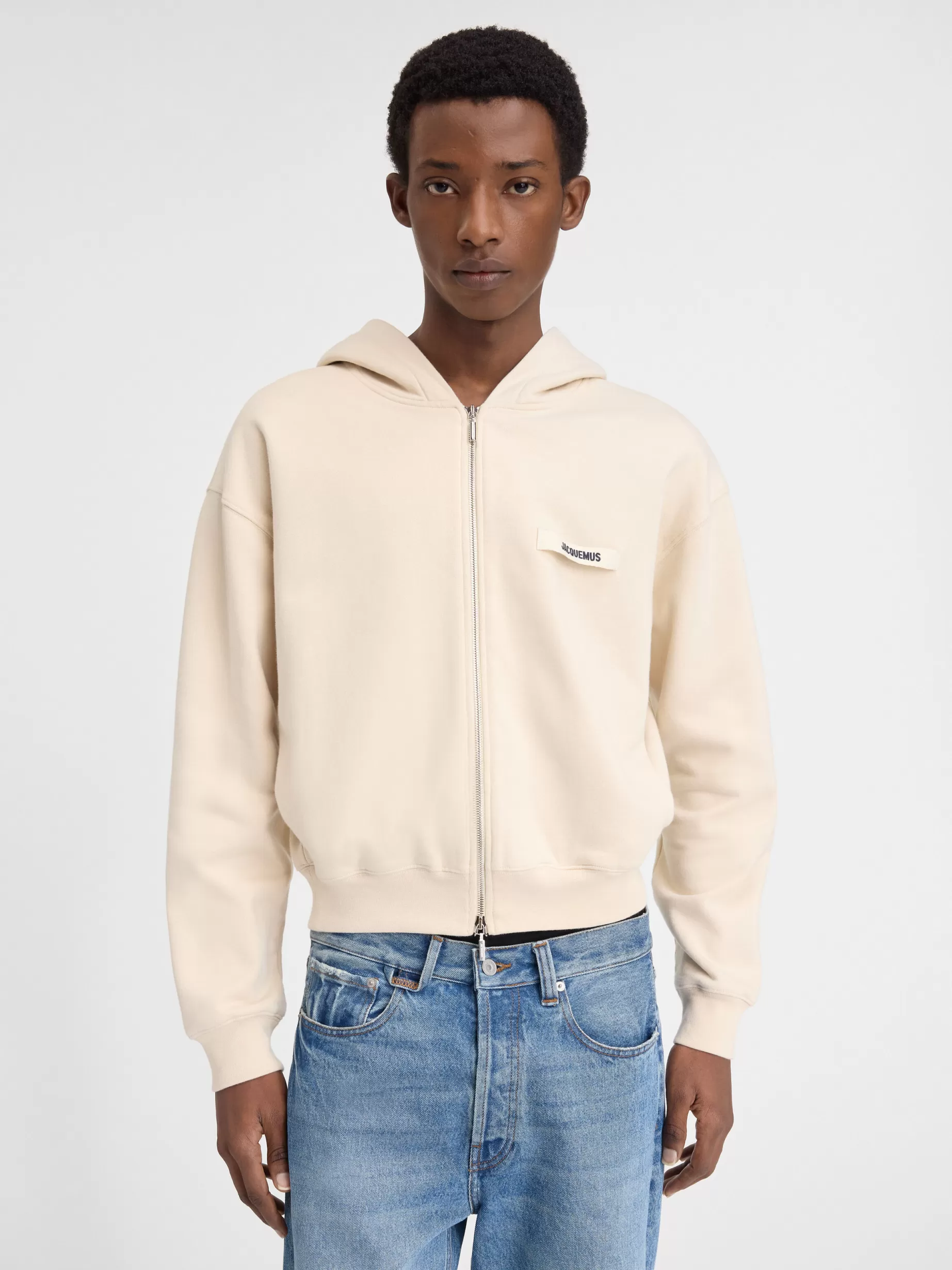 Sale Jacquemus De Gros Grain hoodie met rits Beige