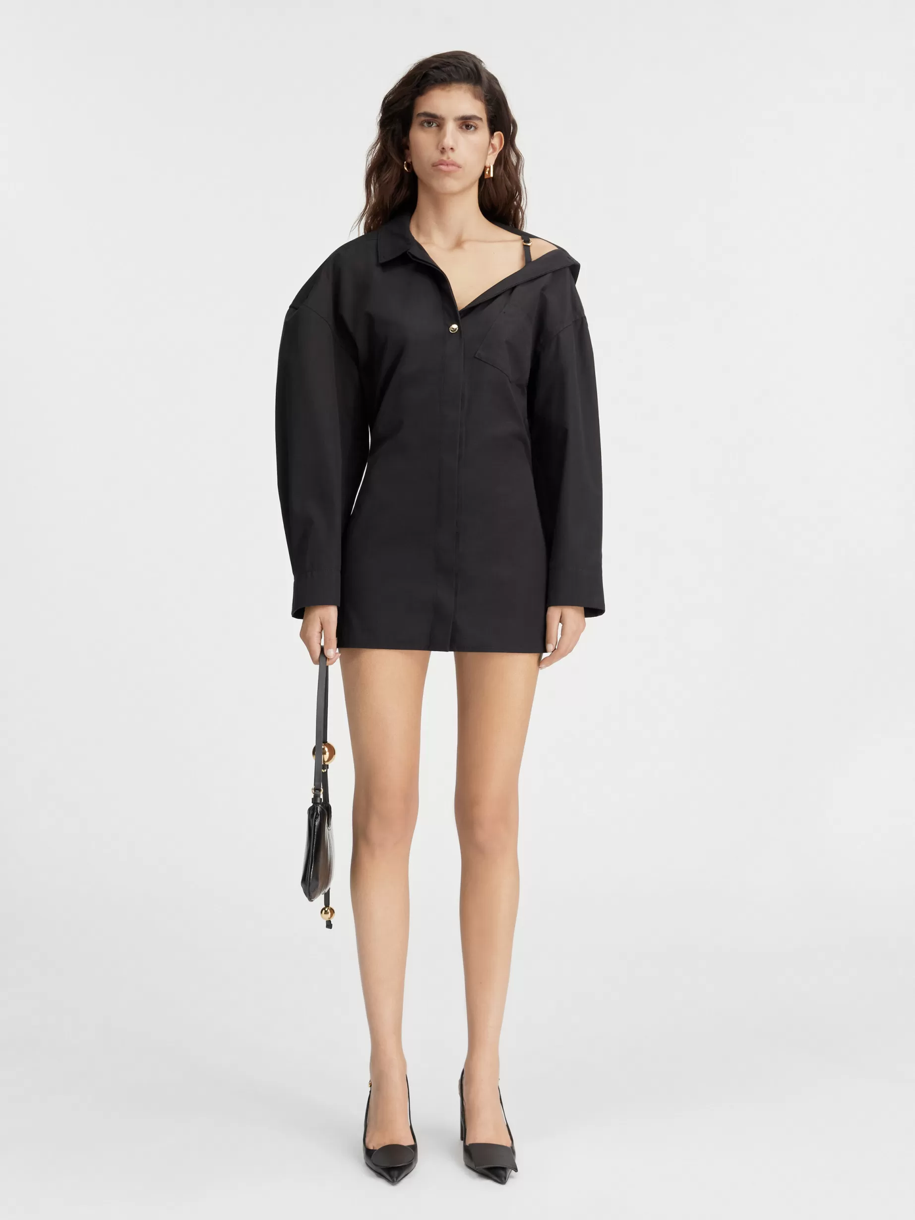 Clearance Jacquemus De mini overhemdjurk Black