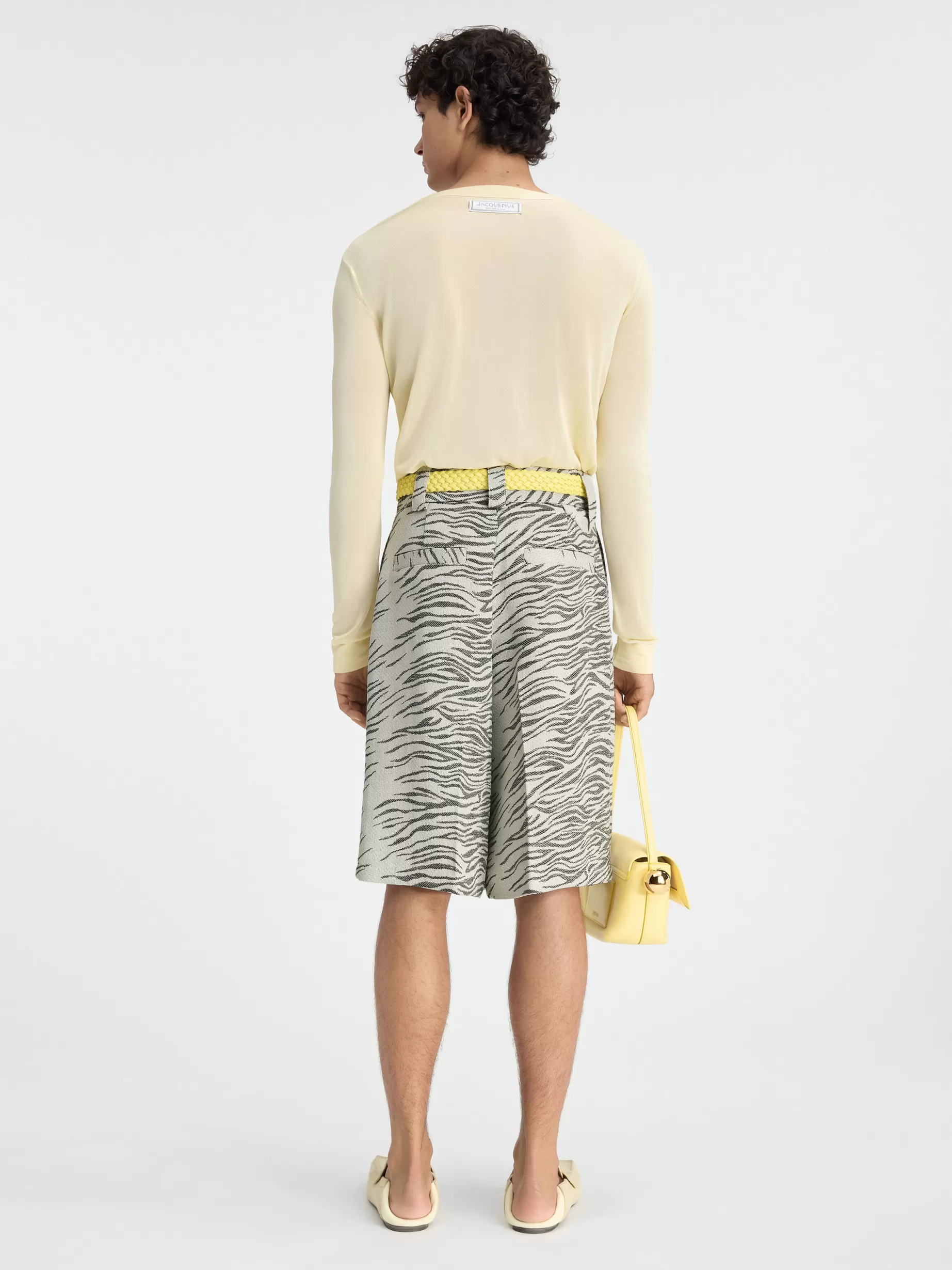Outlet Jacquemus De Navega korte broek JacquardMottledZebraBlack