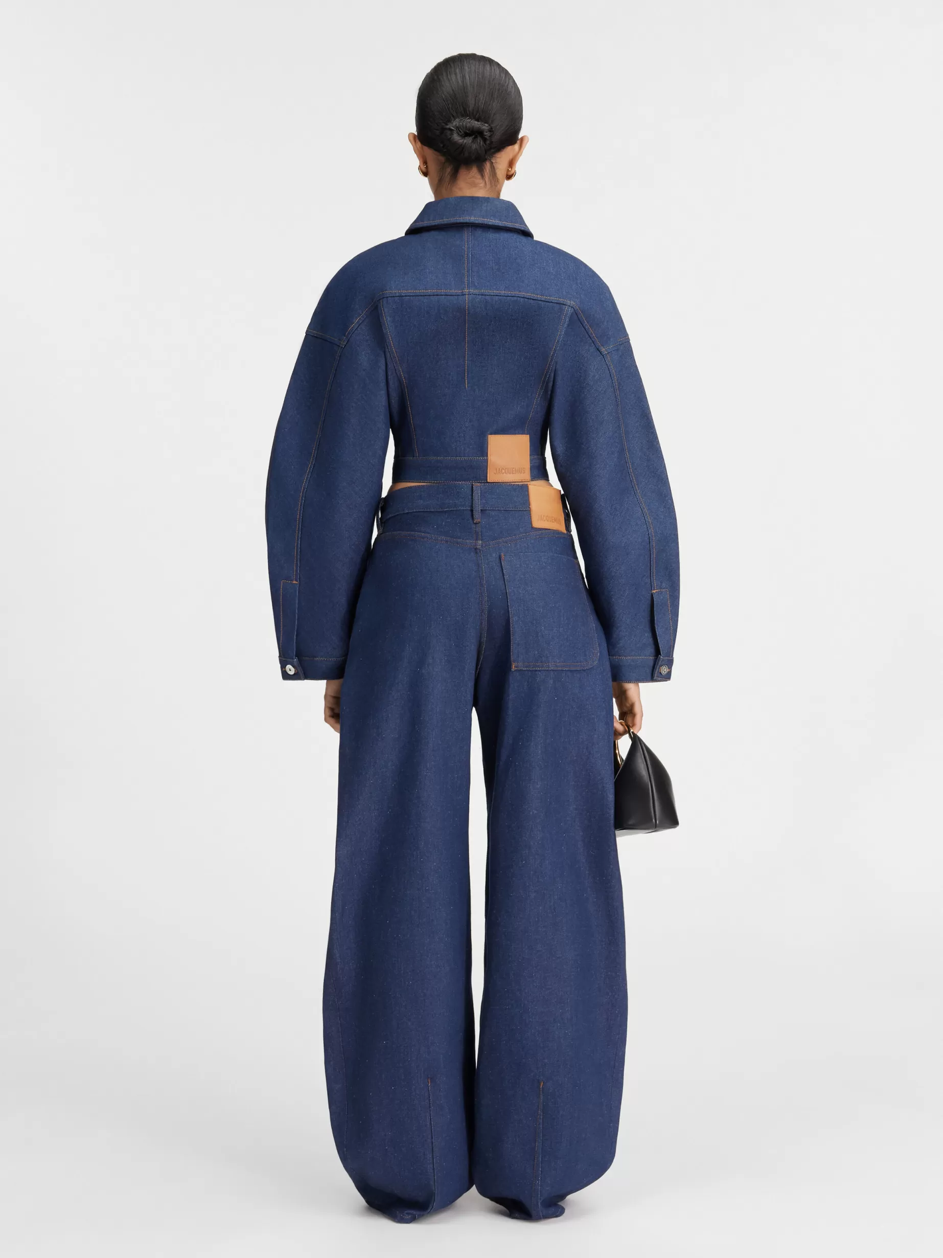 Best Sale Jacquemus De Ovalo de-Nîmes denim broek Navy/Brown