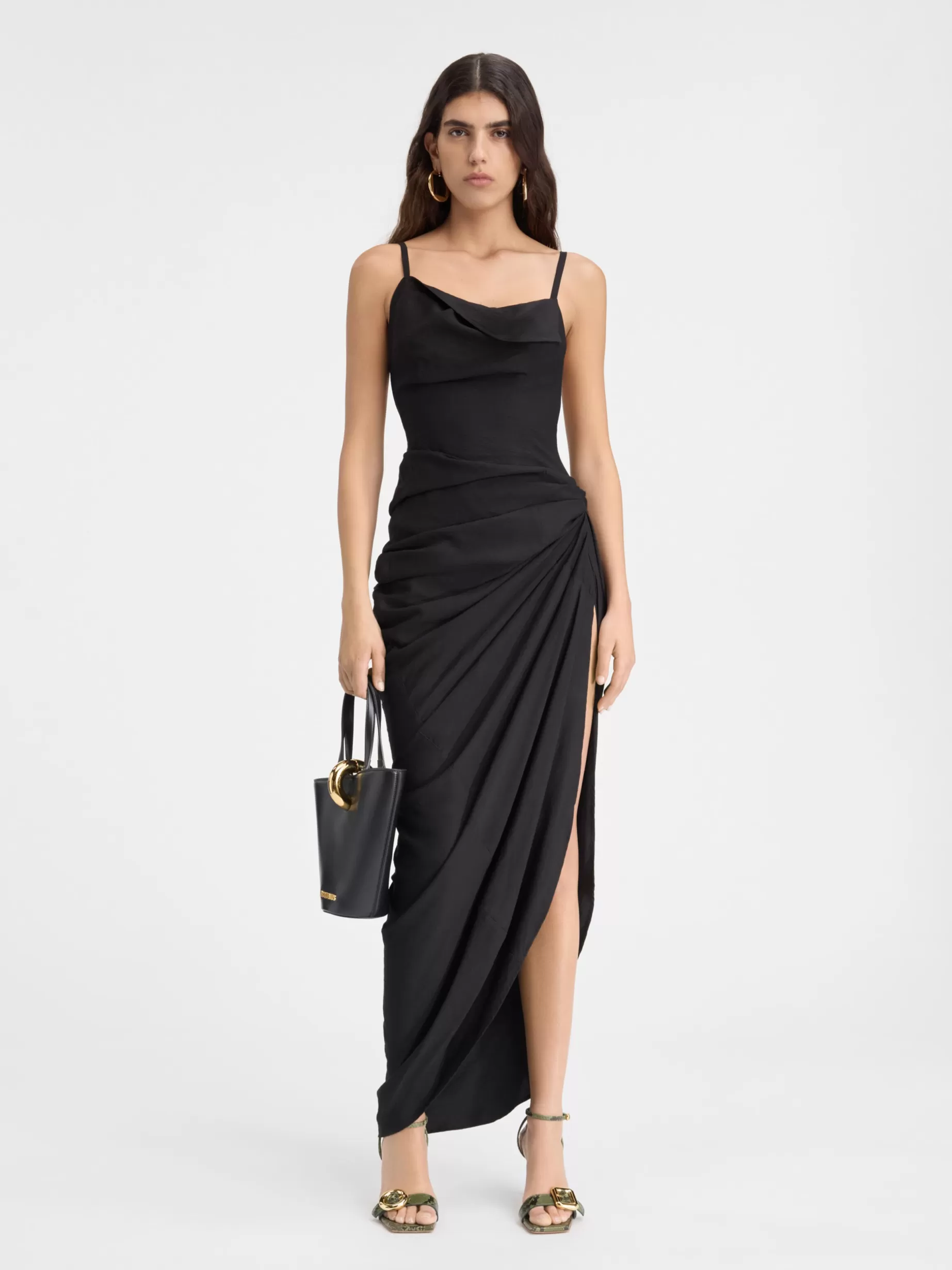 Cheap Jacquemus De Saudade lange jurk Black