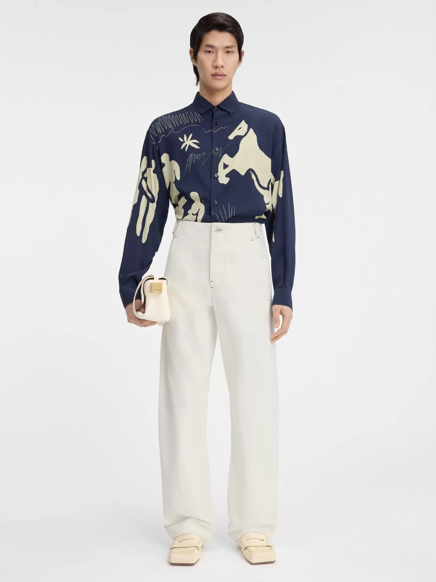 Cheap Jacquemus De Scala de-Nîmes denim broek Off-White