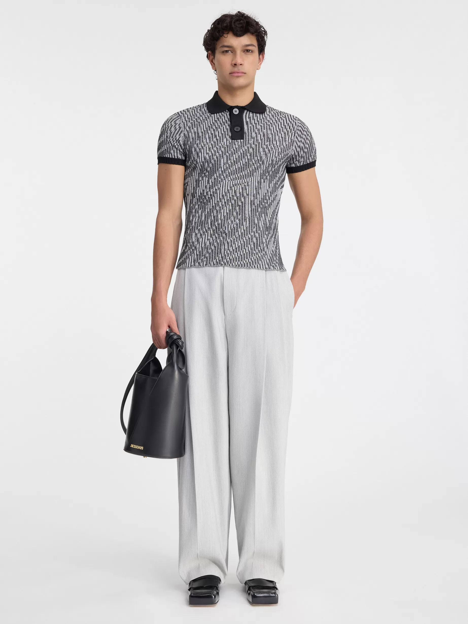Shop Jacquemus De Scala polo Black&WhiteZebra