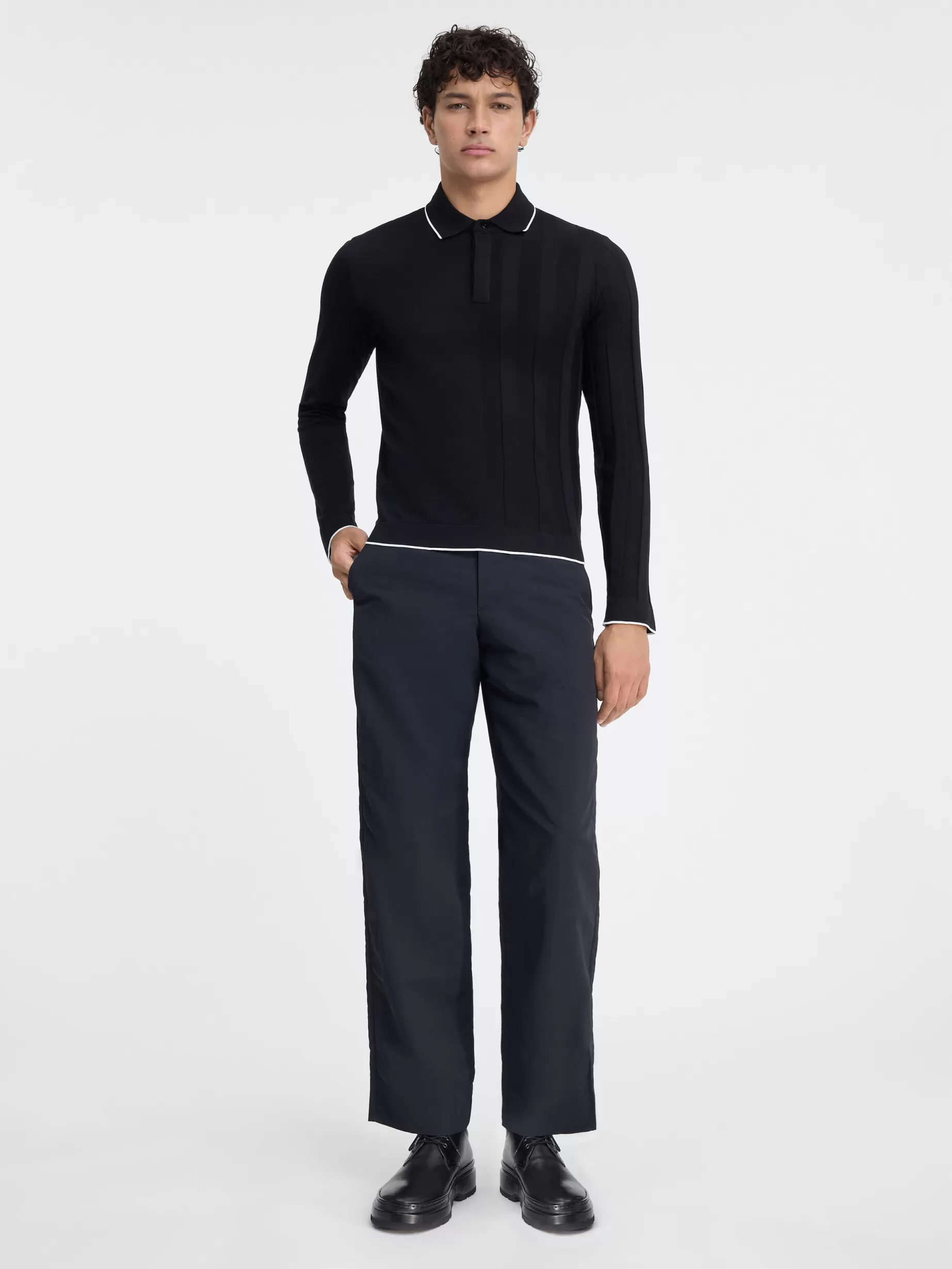 Clearance Jacquemus De Tricot polo met lange mouwen Black