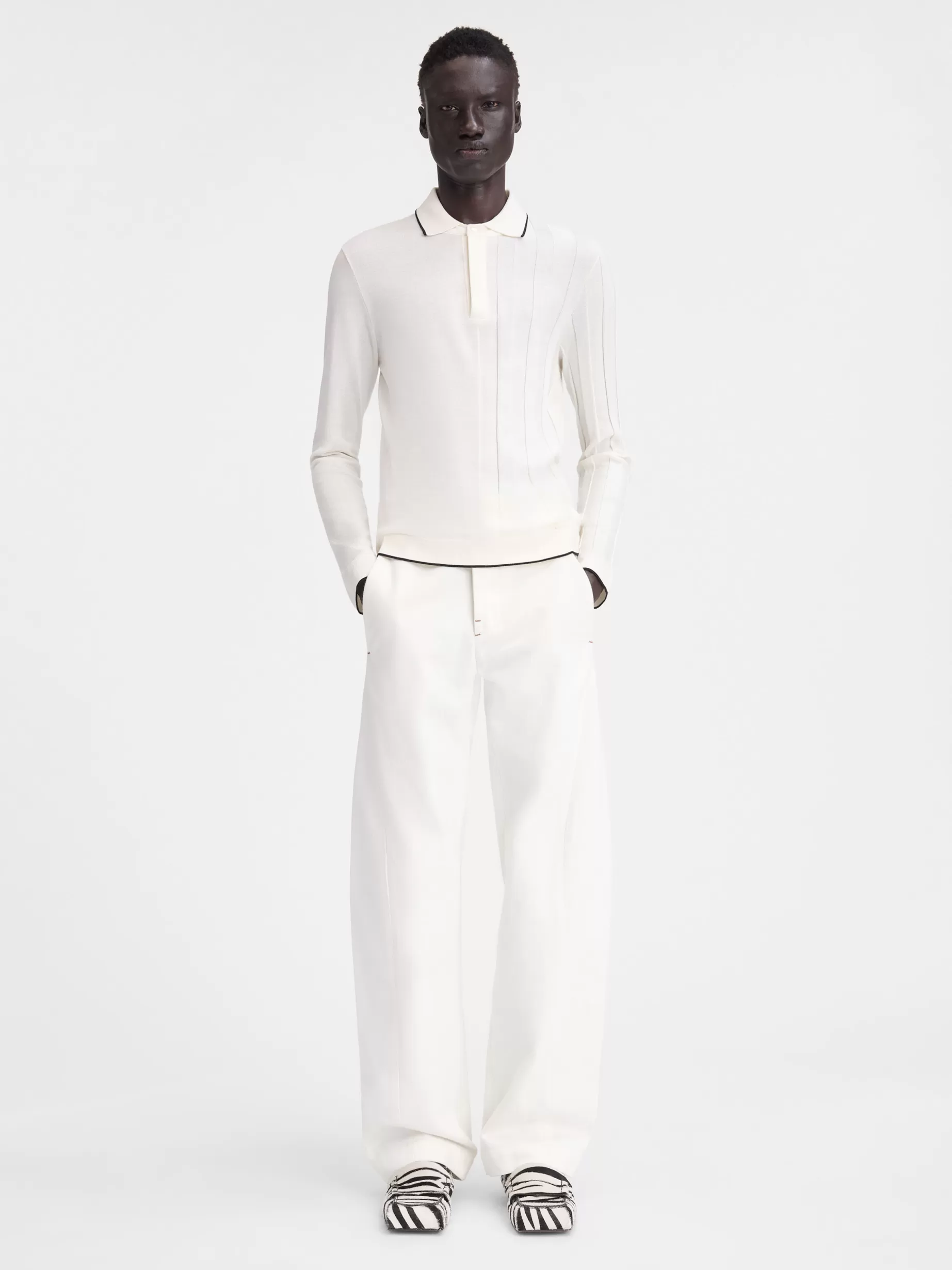 Cheap Jacquemus De Tricot polo met lange mouwen Off-White