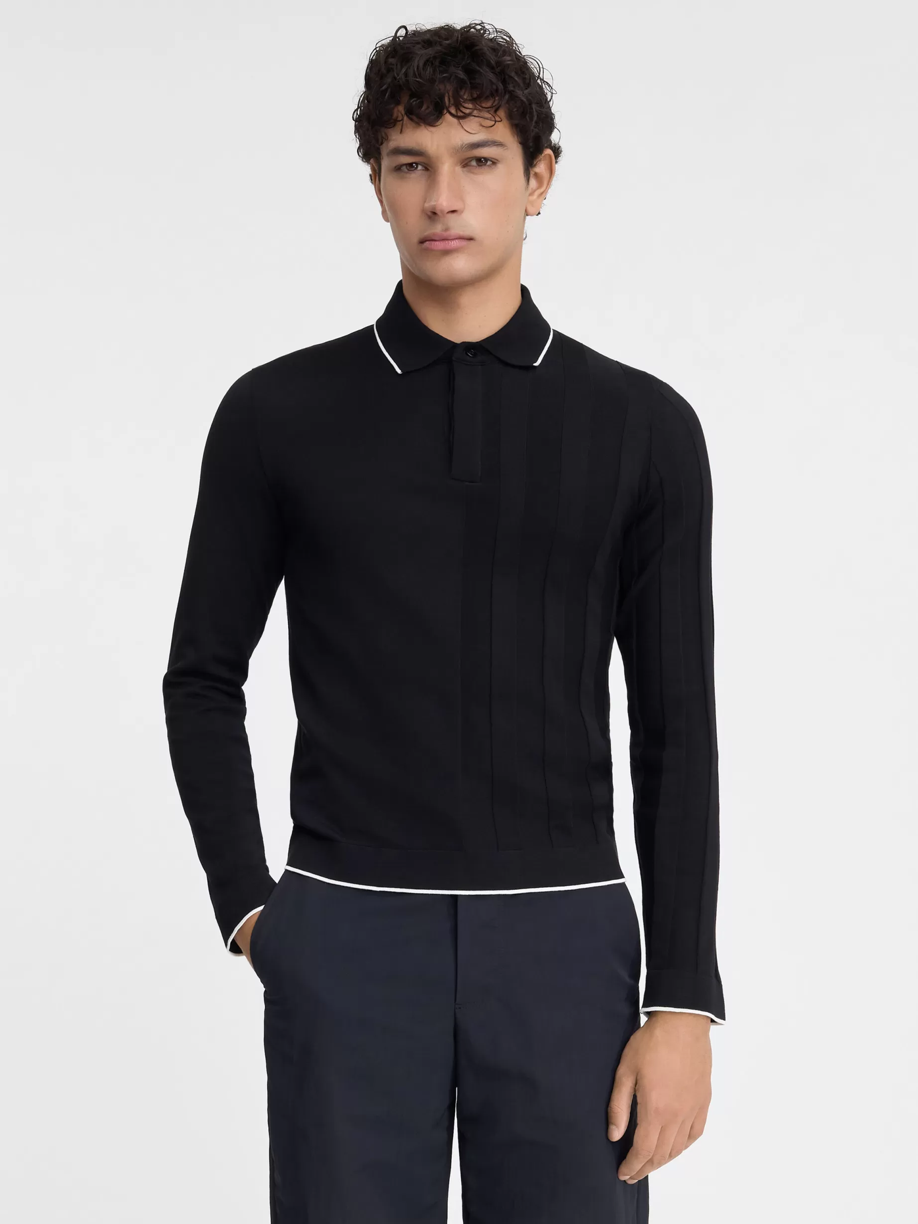 Clearance Jacquemus De Tricot polo met lange mouwen Black