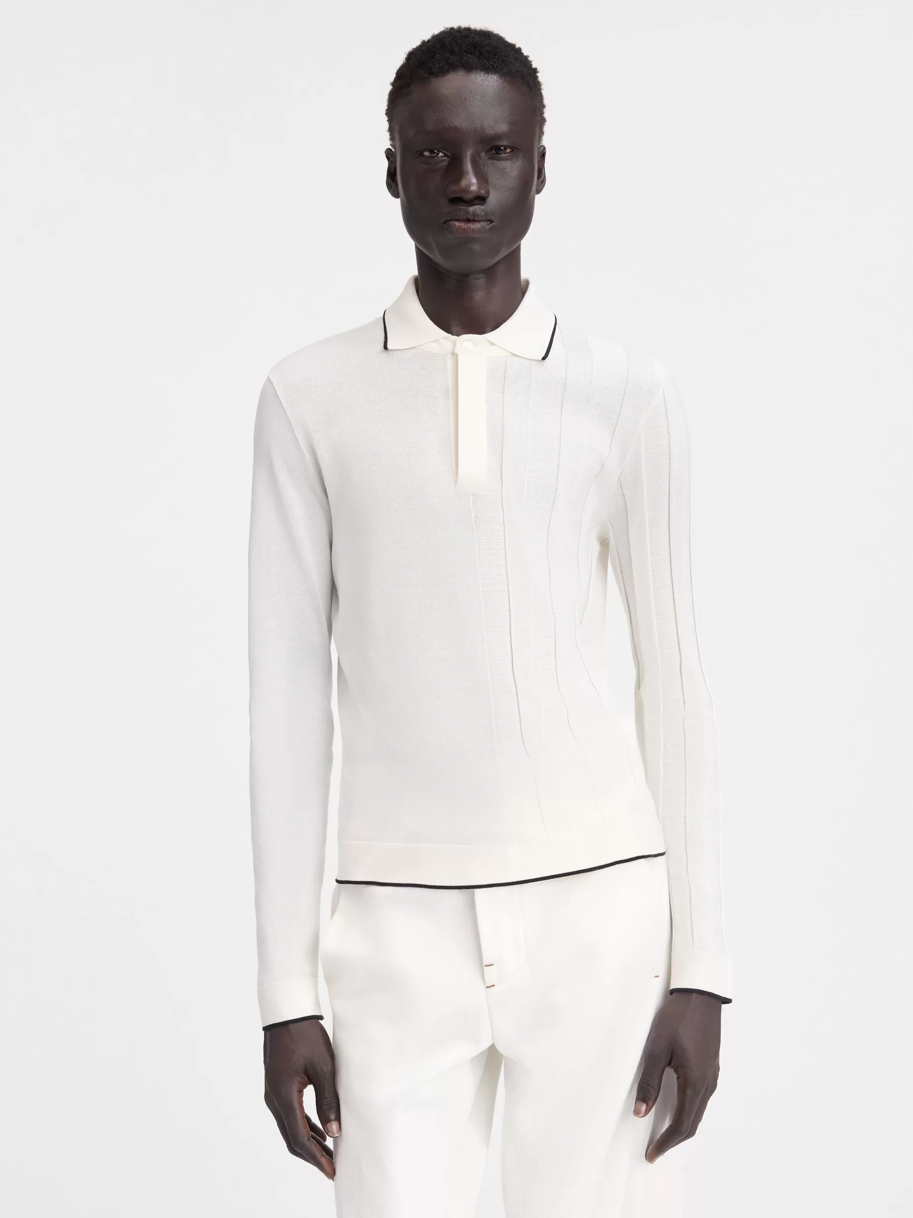 Cheap Jacquemus De Tricot polo met lange mouwen Off-White