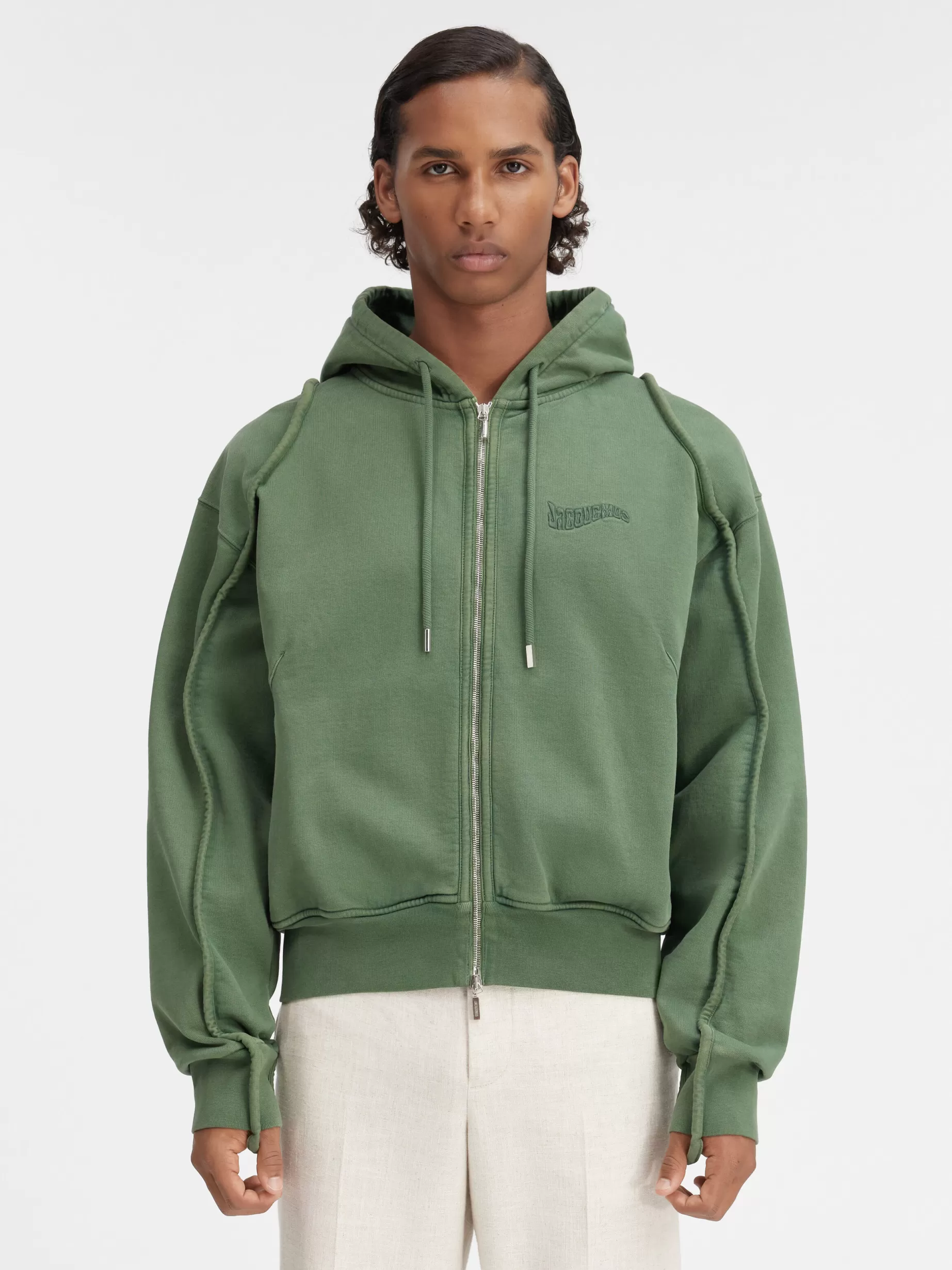 Best Sale Jacquemus Het Camargue sweatshirt met rits DarkGreen