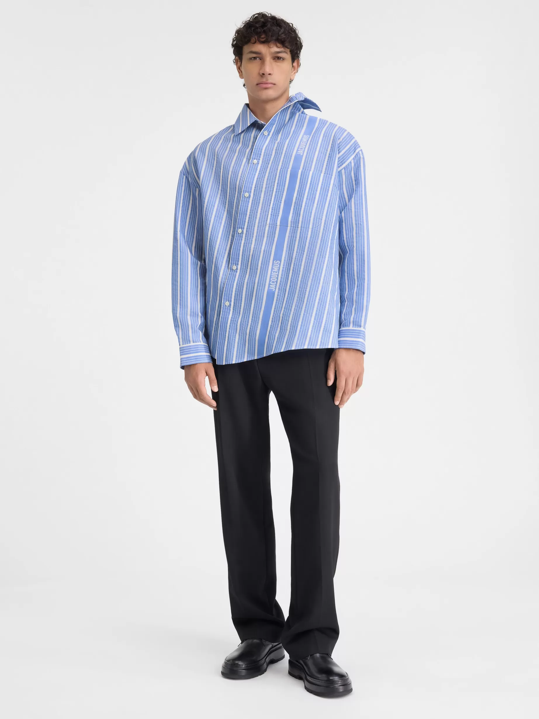 Best Jacquemus Het Cuadro shirt JacquardBlue/White