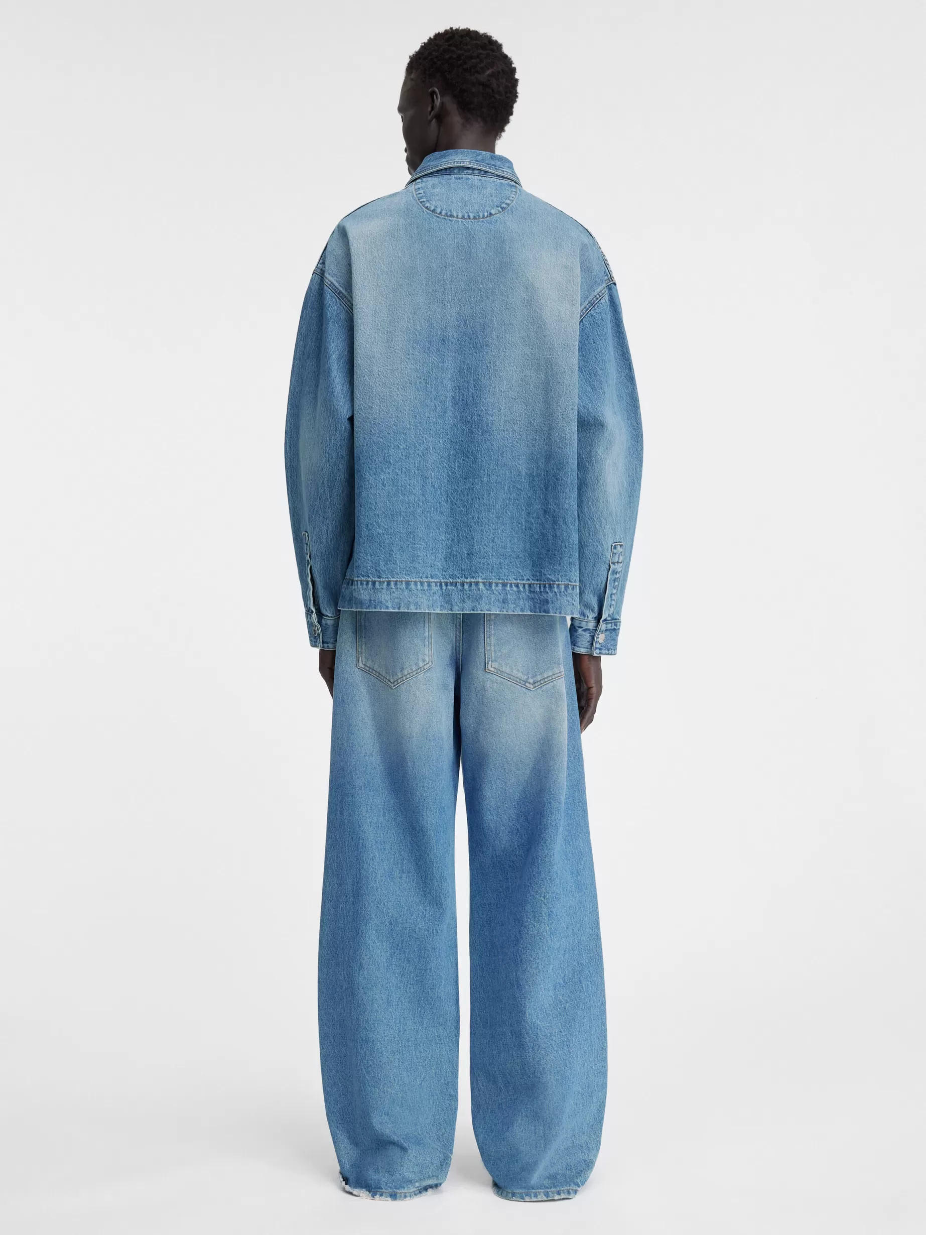 Cheap Jacquemus Het de-Nîmes denim shirt Blue/Tabac