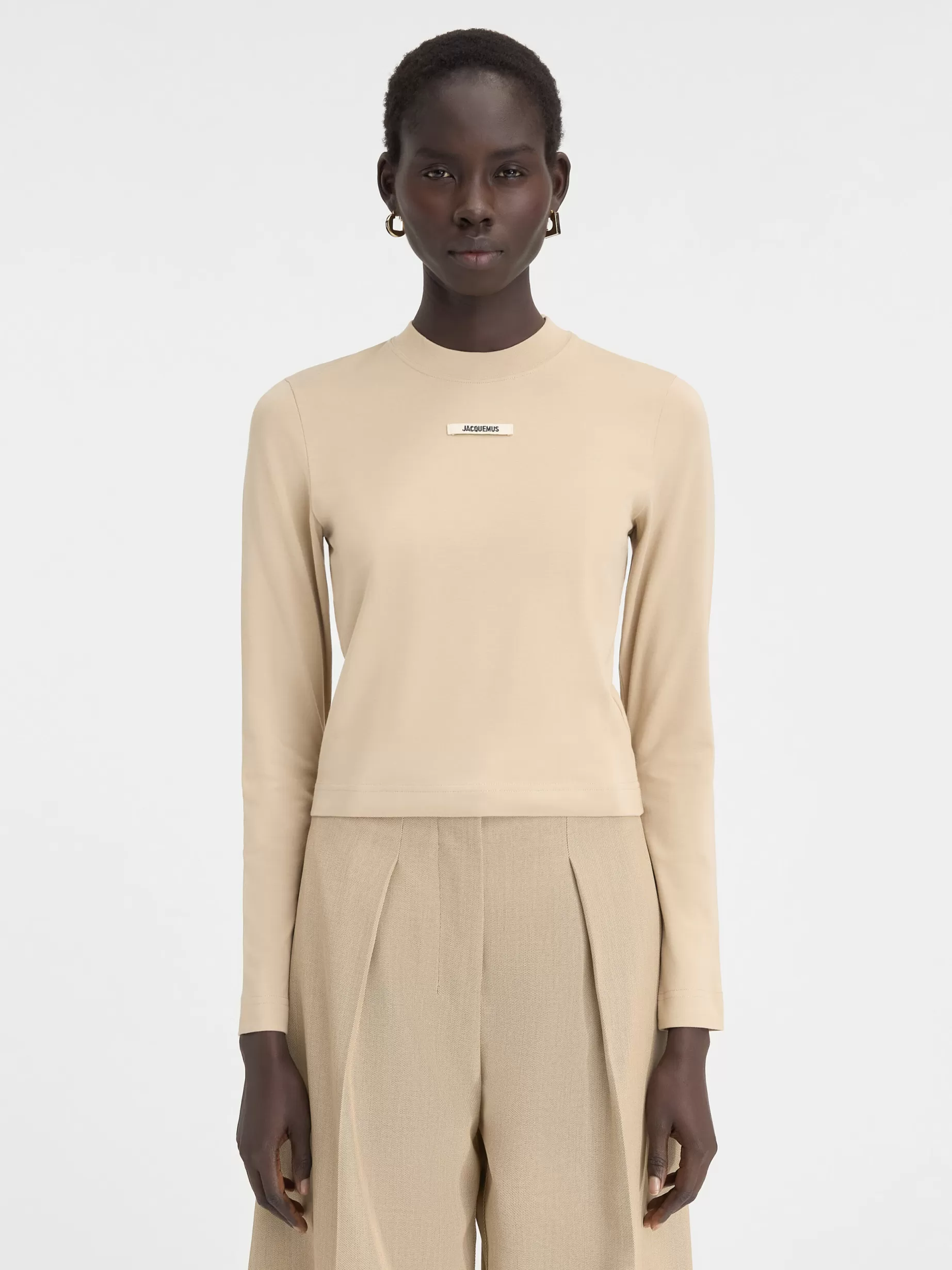 Best Sale Jacquemus Het Gros Grain T-shirt met lange mouwen Beige