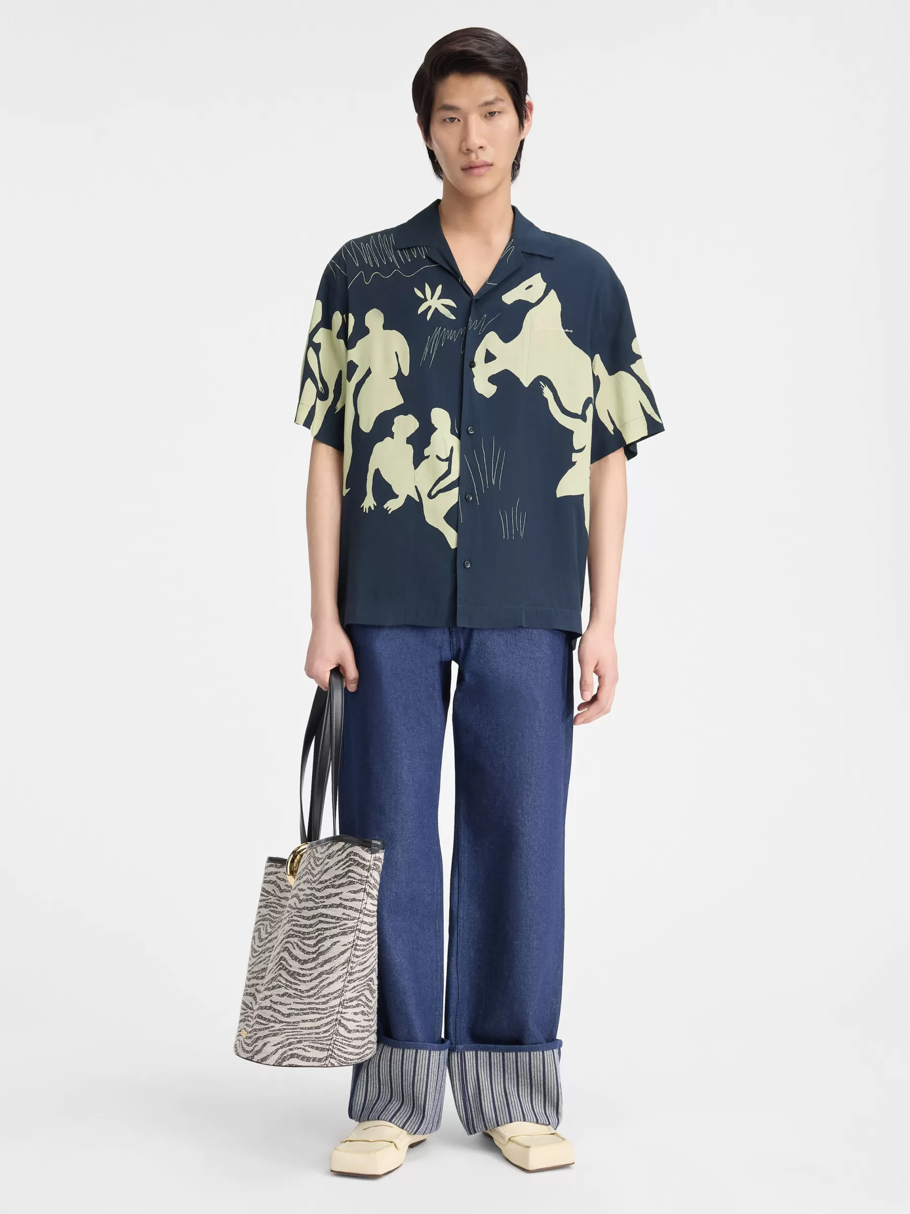 Best Sale Jacquemus Het Jean shirt PrintHorseSceneNavy