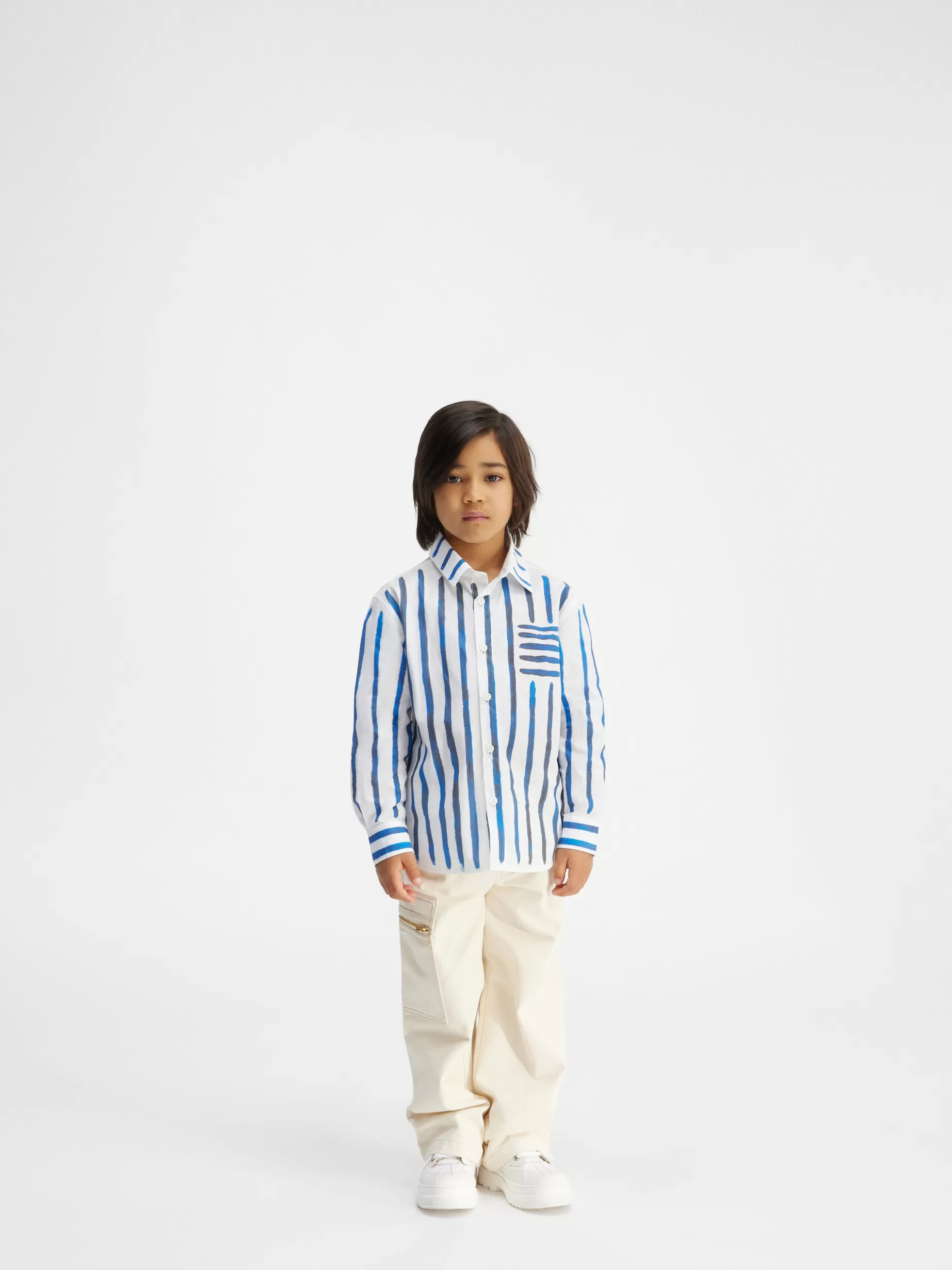 Fashion Jacquemus Het Peinture shirt voor kinderen PrintBlueStripesKids