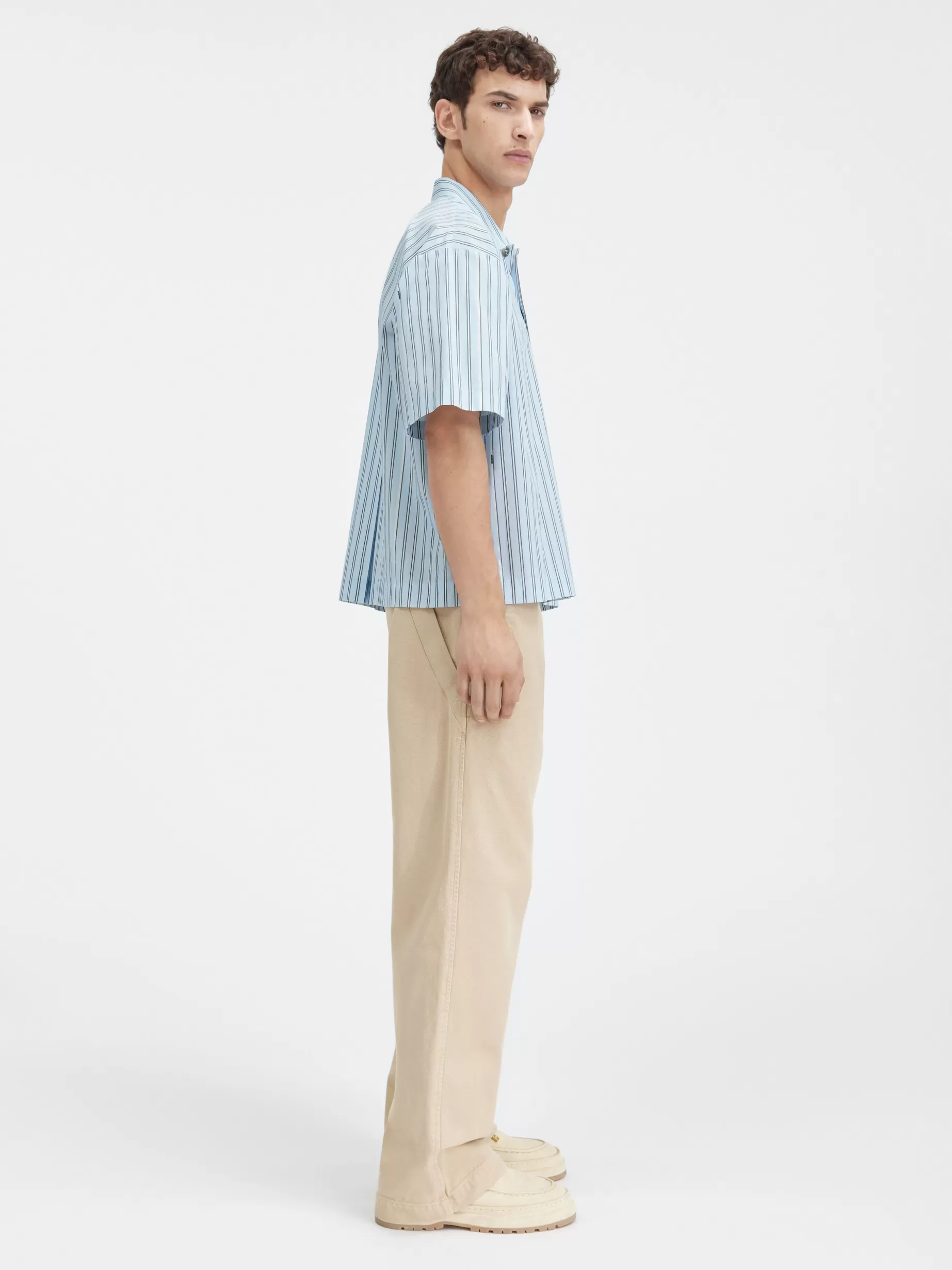 Cheap Jacquemus Het shirt met korte mouwen PrintBlueStripes