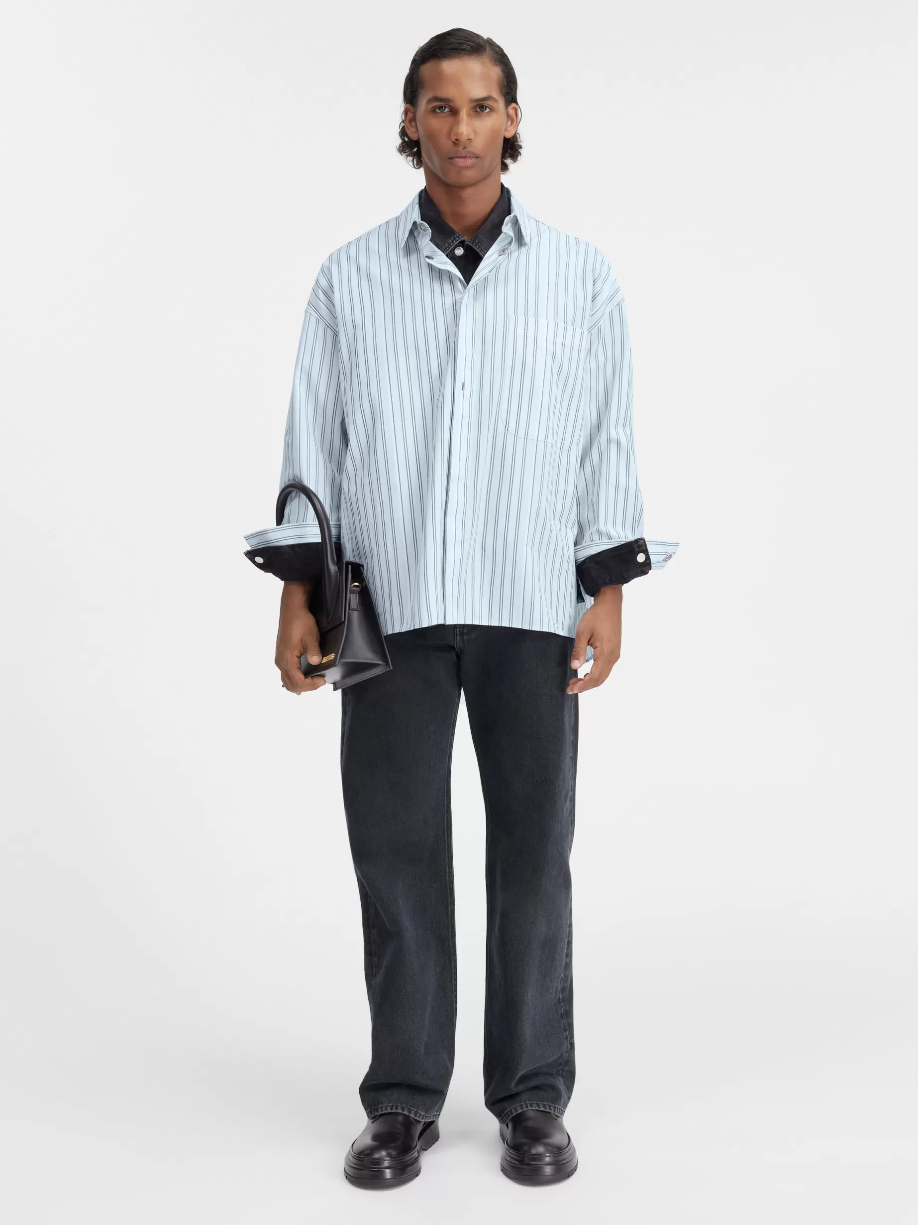 Cheap Jacquemus Het shirt met lange mouwen PrintBlueStripes