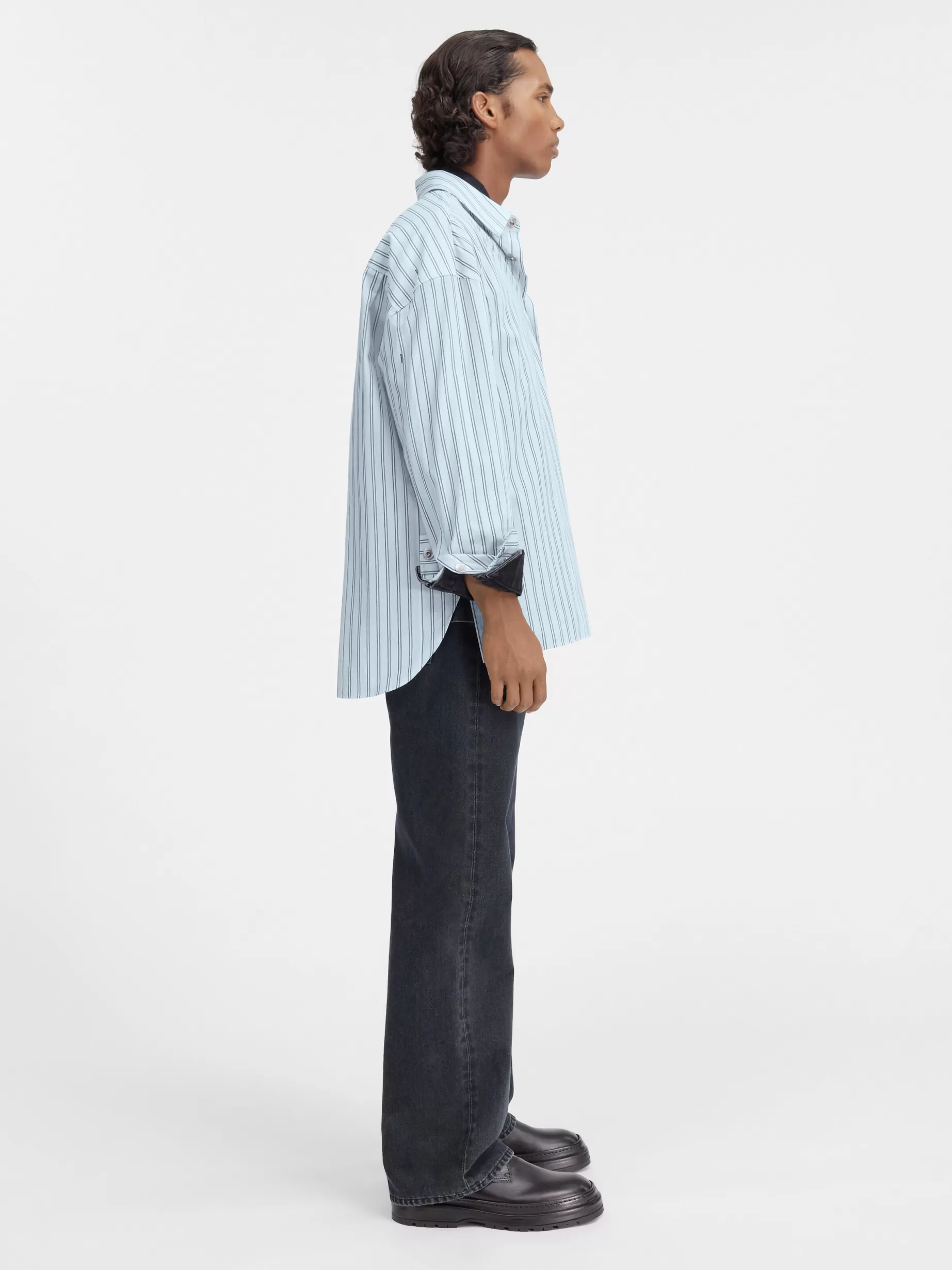 Cheap Jacquemus Het shirt met lange mouwen PrintBlueStripes