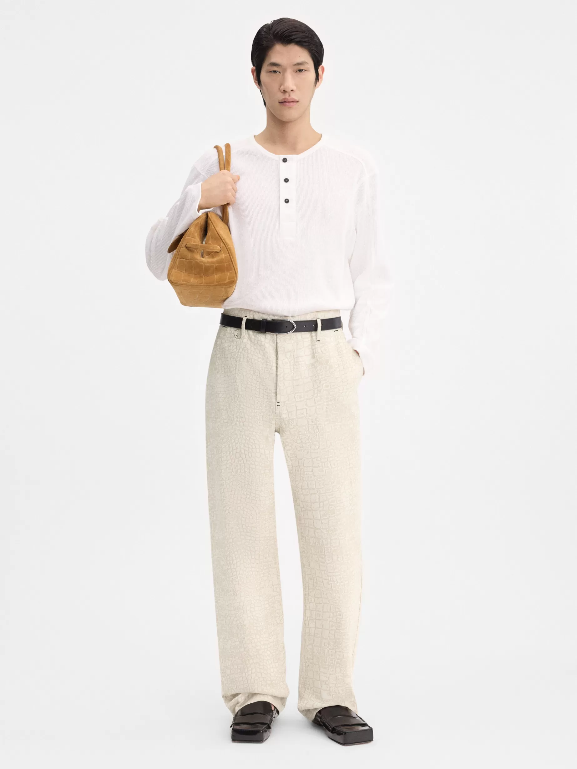 Outlet Jacquemus The Fernando de-Nîmes denim pants CrocoBeige