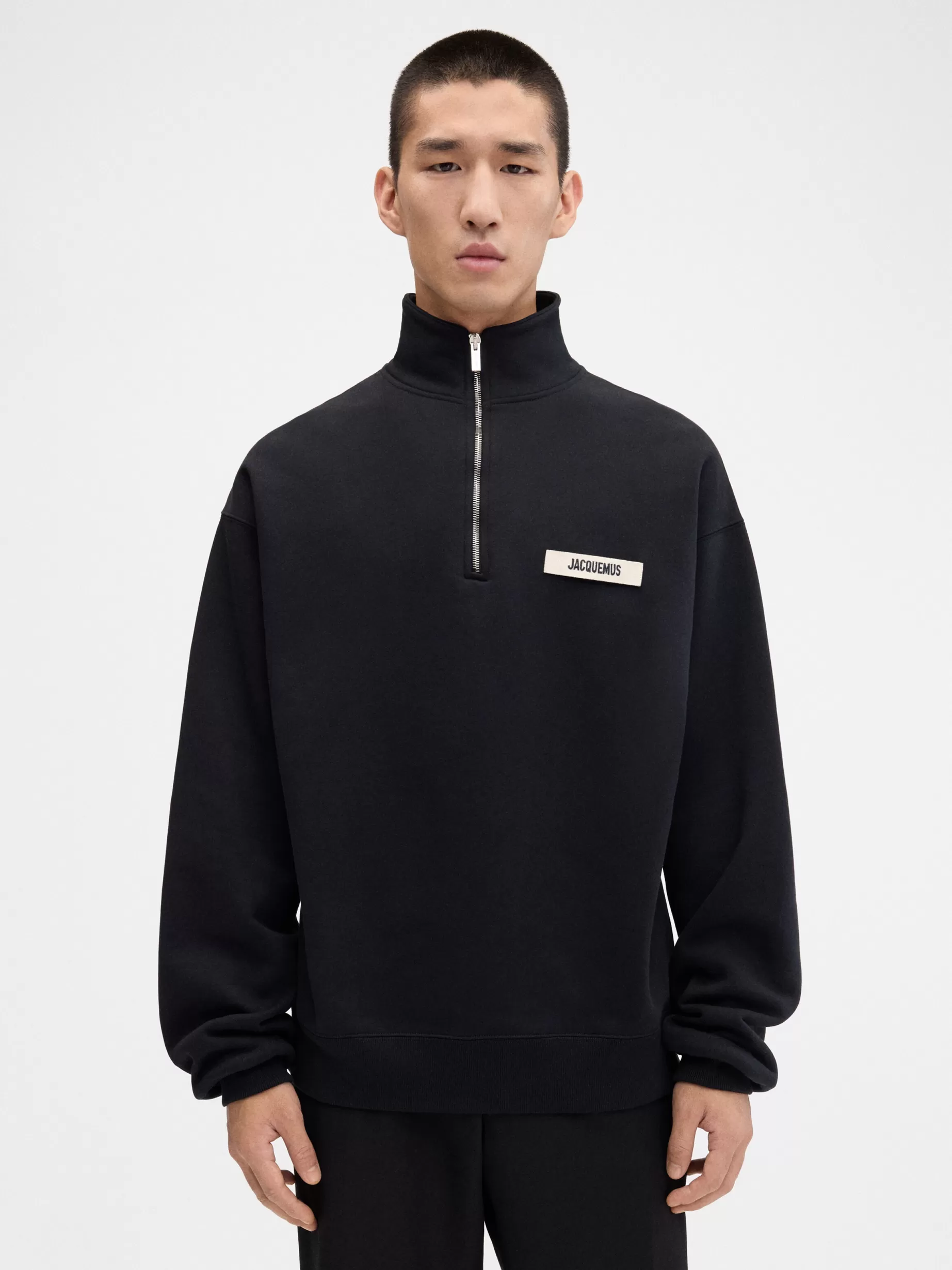 Cheap Jacquemus The Gros Grain zipped-rollneck sweatshirt Black