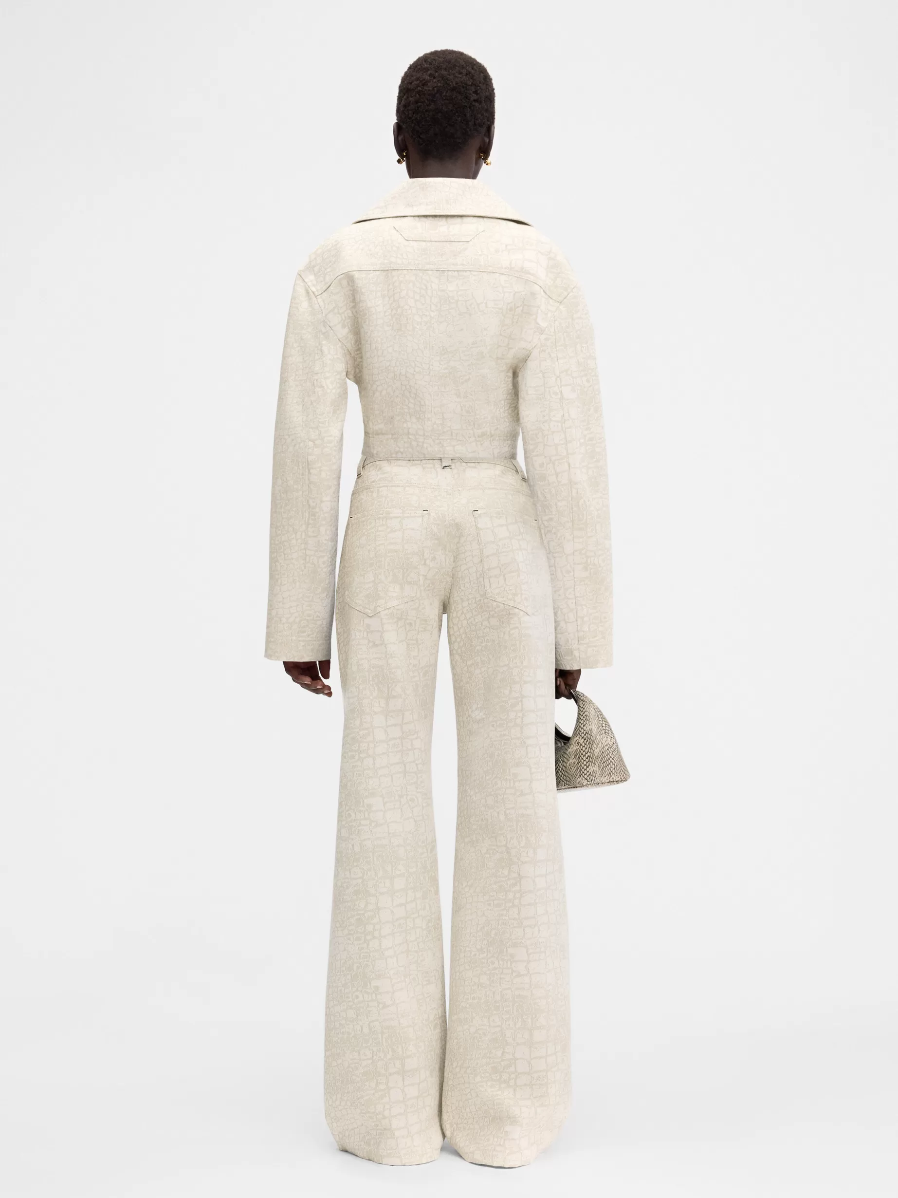 Clearance Jacquemus The wide de-Nîmes denim pants CrocoBeige